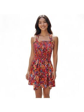 Band Of Gypsies Collective Red Floral Halter Dress Size M